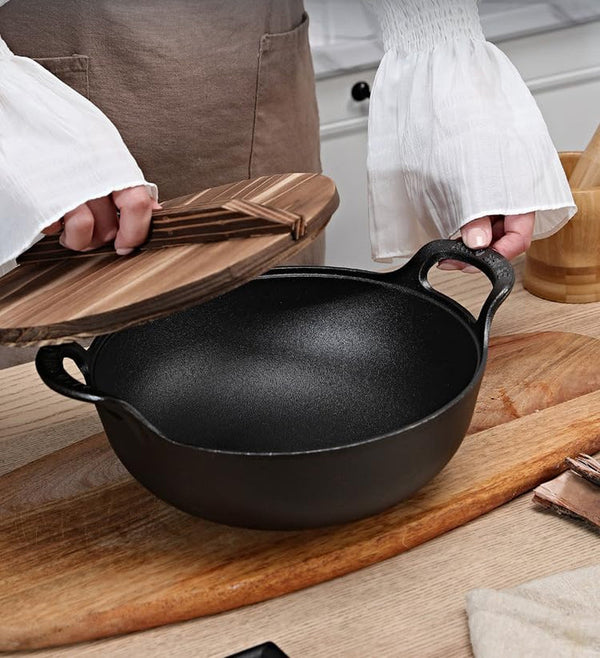 9 Inch Cast Iron Wok with Lid and Handles, Grilling Pan, Use in the Oven, on the Stove, or on the Grill (Wok with Lid 9 Inch)8