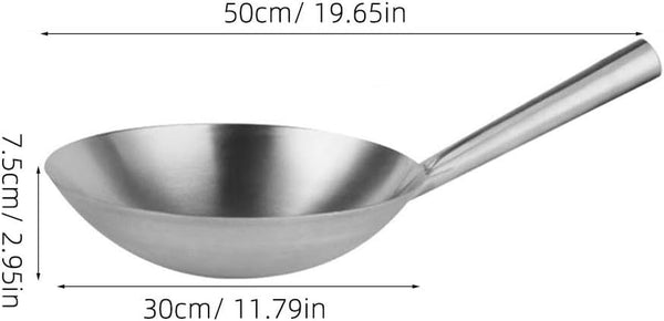 Heavy Duty Stainless Steel Wok Pan Handle 12-Inch round Bottom Cooking Pan for Induction Electric Gas Stoves Versatile Home Cookware Random Style2