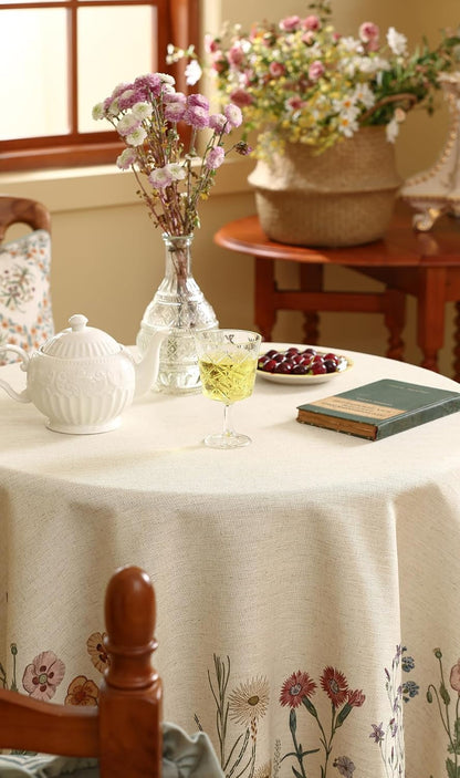 Designer Linen round Tablecloth,Diameter 55"-Serenity G3