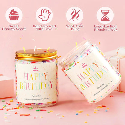 Happy Birthday Candle - Birthday Gifts for Women, Men, Mom, Dad, Sister, Teacher, Friends, Natural Soy Wax Vanilla Scented Candles3