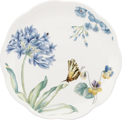 Butterfly Meadow Blue Porcelain Dessert Plates, Set of 45