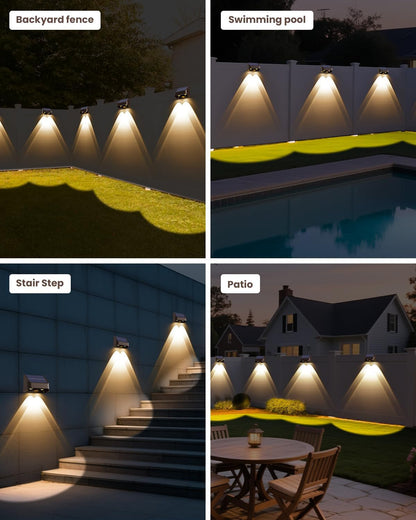 Brighter Solar Fence Lights-3000/4000/6000K 3 Mode,Solar Lights Outdoor Waterproof,Dusk to Dawn Deck Light, Outdoor Lighting for Backyard/Railing/Wall/Step/Patio(8 Pack,Brown)5