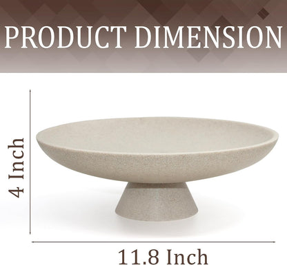 Modern Pedestal Decorative Bowl, Large Resin Fruit Bowl, Beige | Style It on Kitchen Counters, Coffee Tables, or Entryway Tables. Use for Fruit Display, Key Storage, or Home Decor Accents7