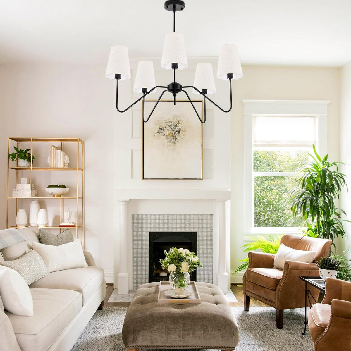 5-light-30-black-modern-farmhouse-chandelier-with-white-fabric-shade