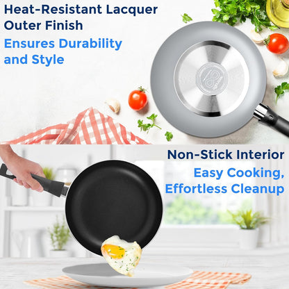 Kitchenware Pots & Pans, Basic Kitchen Cookware Set, Black Non-Stick Coating Inside, Heat Resistant Lacquer (20-Piece Set), One Size, Gray4