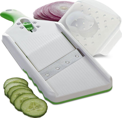 Adjust-A-Slice Mandoline Slicer, Green – Adjustable Thickness, Perfect for Vegetables, Fruits, and More | Perfect for Vegetables, Fruits, and More, Includes Hand Guard and Non-Slip Base, Compact Space-Saving Design for Easy Storage1