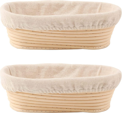 Bread Proofing Baskets Set of 2 10 Inch Oval Shaped Dough Proofing Bowls W/Liners Perfect for Professional & Home Sourdough Bread Baking1