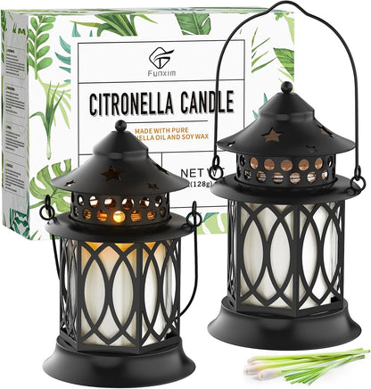 Citronella Candles Outdoor, 2 Pack Citronella Candle Lanterns with Lid1