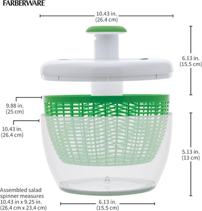Easy to Use Pro Pump Spinner with Bowl, Colander and Built in Draining System for Fresh, Crisp, Clean Salad and Produce, 6.6 Quart, Green8
