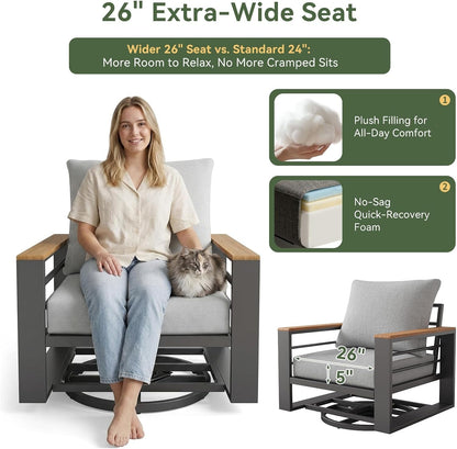 Aluminum Patio Furniture Set with Swivel Chairs & Fire Pit Table3