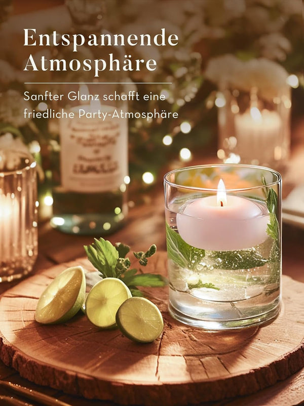 2 Inch White Floating Candles, 5-6 Hours Burns 24 Pack Candles Set5