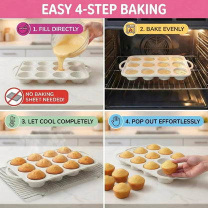 Silicone Muffin Pans, 2-Pack Regular 12 Cup & Mini 24 Cup, Bpa-Free | Metal Reinforced Silicone Muffin Pans for Baking, Nonstick Silicone Cupcake Pan, Easy Release Surface, Dishwasher Safe7