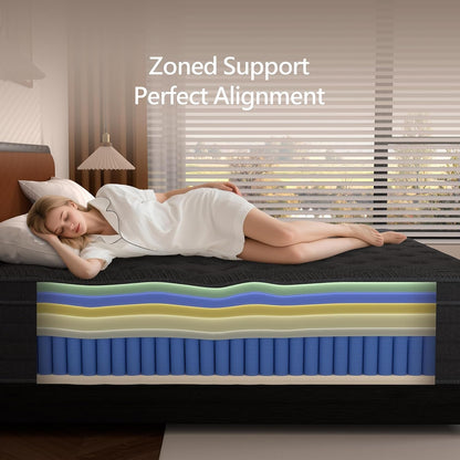 King Size Mattress 14 Inch,Hybrid Mattress in a Box with Individual Pocket Spring,Gel Memory Foam King Mattress,Breathable Supportive and Pressure Relief for Cool Night,Medium Firm4