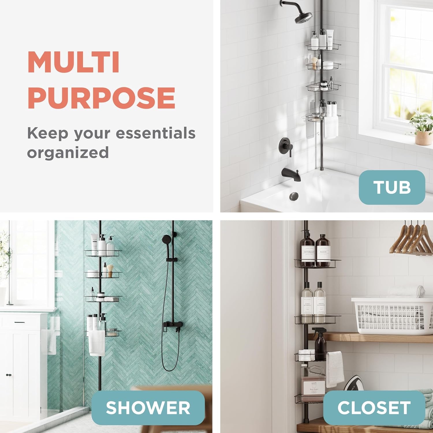 tension-pole-shower-caddy-corner-organizer-adjustable-standing-shower-caddy-with-4-baskets-and-towel-bar-rust-resistant-bathroom-tension-rod-organizer-60-to-97-inch-bronze