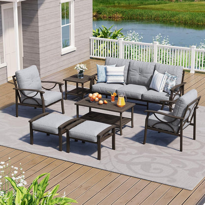 7-Pieces Outdoor Patio Furniture Set, Outdoor Metal Sectional Furniture with Cushions, Outdoor Conversation Seating Set with Coffee Table for Backyard,Garden, Balcony, Deck, Backyard, Grey1