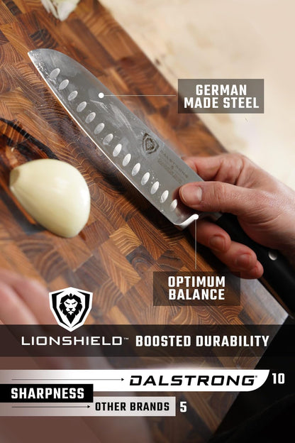 Santoku Knife - 7 Inch - Gladiator Series ELITE - High Carbon German Steel - Sheath Included - Razor Sharp Kitchen Knife - Asian Vegetable Knife - NSF Certified5