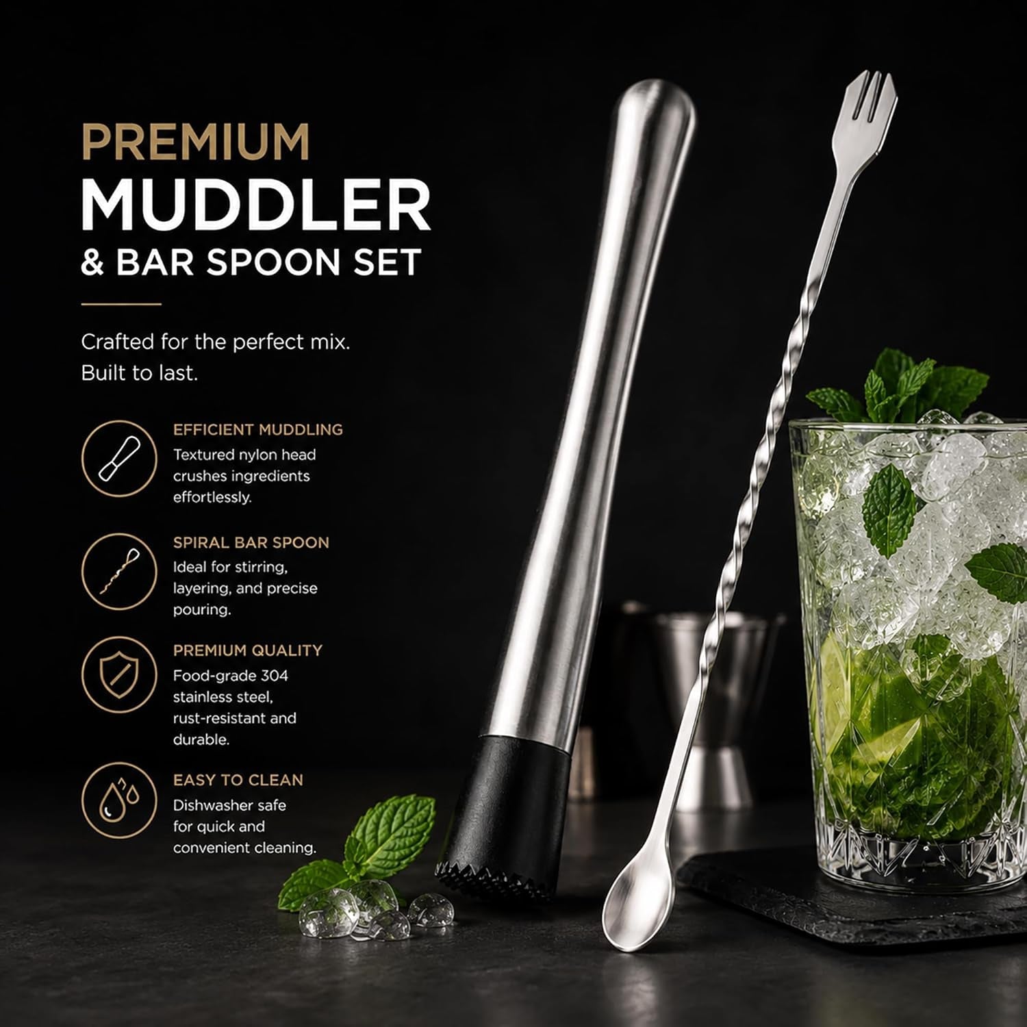 10-inch-stainless-steel-muddler-for-cocktail-and-10-inch-mixing-bar-spoon-2-pices-home-bar-tool-set-stainless-steel-bar-muddler-for-drink-2-pcs-home-bar-tool-set-for-mojitos-fruit-drinks-sturdy-rust-proof