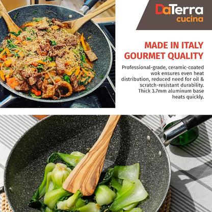 '- Nonstick Ceramic Wok with Lid - Oven & Induction Safe, 13" | Italian Crafted Cookware, PTFE, PFOA Free, Tempered Glass Lid, Oven Safe up to 450°F, Even Heat Distribution, Easy Cleanup4