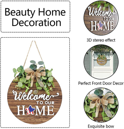 Interchange Welcome Sign Front Door Wreaths for Spring Fall Summer Winter | Rustic Wood Wreaths for Wall Home House Warming Gifts Outdoor Farmhouse Porch All Seasons Holiday Halloween Christmas2