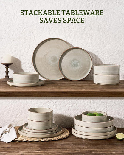Stellar 24-Piece Stoneware Dinnerware Set, Matcha Green5