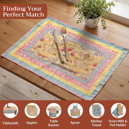 Placemats Set of 4 Reusable 100% Cotton (13"X19")4