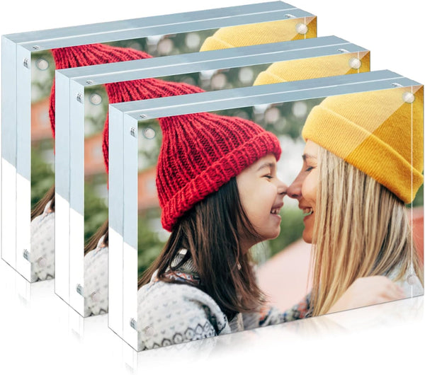 3 Pack Acrylic Frame 3.5X5, 20% Thicker, 20Mm Thick Frameless Clear Picture Frame, Double Sided Magnetic Photo Frame, Free Standing Desktop Display Stand Acrylic Picture Frames1