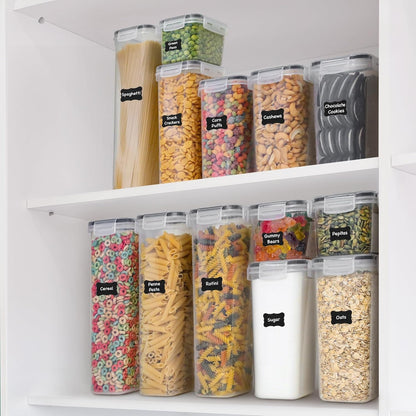 Kitchen Storage Containers with Lids, 48 PCS Airtight Food Storage Containers, Plastic Kitchen Containers, Pantry Containers for Cereal, Dry Food, Includes Labels, Marker & Measuring Spoons6