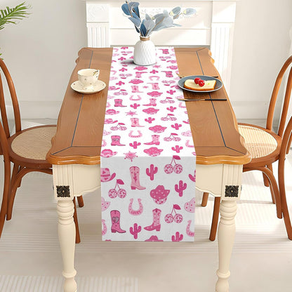 Cowgirl Table Runner Western Last Rodeo Bachelorette Cowgirl Theme Birthday Party Kitchen Dining Room Home Decorations4