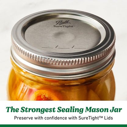 Regular Mouth Pint 16Oz. Glass Mason Jar with Lids and Bands, 8 Count4