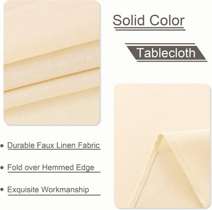 Faux Linen Rectangle Tablecloth - Spillproof Wrinkle Resistant Reusable Table Cloth Decorative Wipeable Table Cover for Holiday, Kitchen, Dining, Buffet and Parties, 60 X 102 Inch, Champagne6