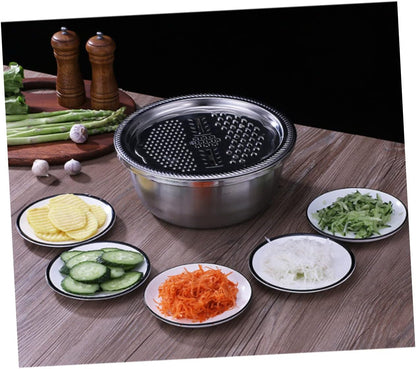 Stainless Steel 3 Piece Vegetable Slicer and Grater Draining Bowl Set2
