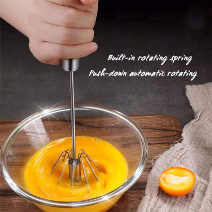 Stainless Steel Egg Whisk, Hand Push Rotary Whisk Blender, Versatile Milk Frother, Hand Push Mixer Stirrer for Blending, Whisking, Beating & Stirring (12In)8