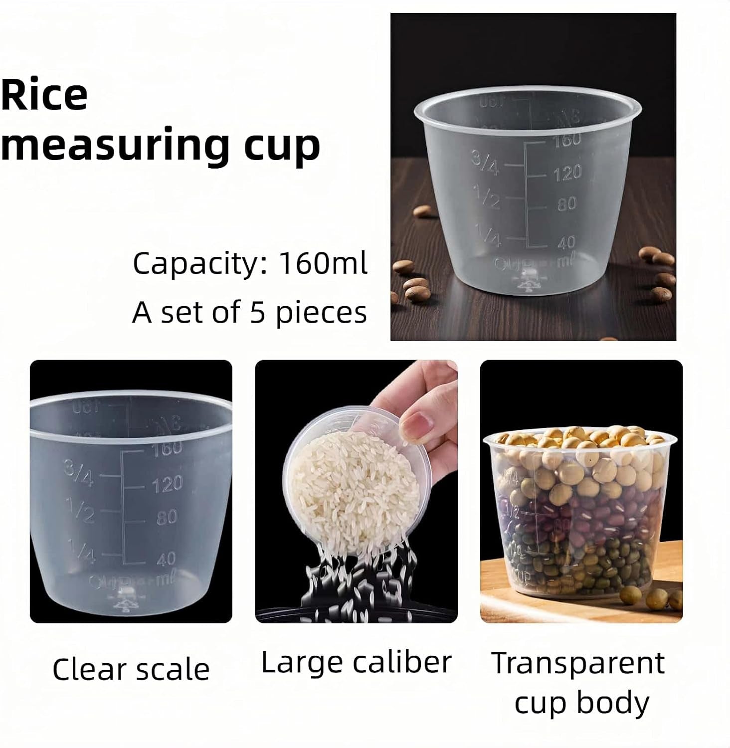 5-pack-160ml-transparent-rice-measuring-cups-clear-ml-cup-markings-multi-purpose-dry-liquid-ingredient-cups-stackable-food-grade-pp-kitchen-utensils-for-cooking-baking-daily-use