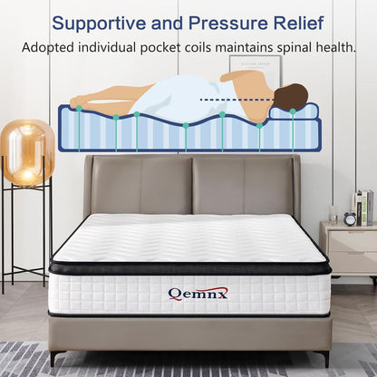 12 Inch Queen New Hybrid Mattress, Medium Firm, Reinforced Edge | Reinforced Edges Add Stability, While Memory Foam and Pocket Coils Relieve Pressure6