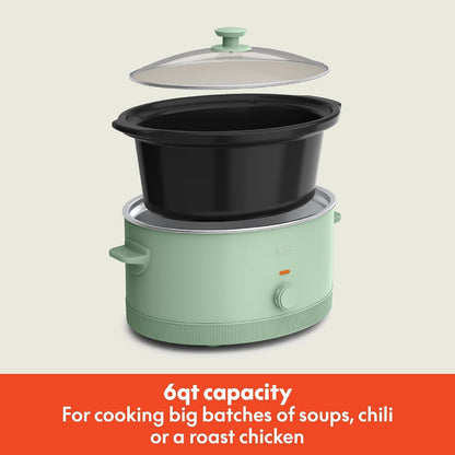 6Qt Manual Non-Toxic Slow Cooker with Cord Storage, Seaglass2