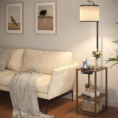 Floor Lamp with Table Shelves, End Side Table for Living Room2