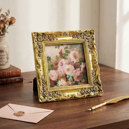 5X5 Gold Picture Frame Square Vintage Ornate Floral Photo Frame4