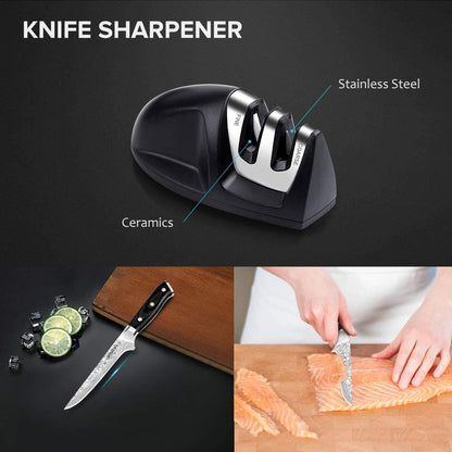 6" Boning Knife, Sharp Kitchen Cooking Knife with Finger Guard and Knife Sharpener, German High Carbon Stainless Steel EN1.4116 Chef’S Knife with Micarta Handle and Gift Box8