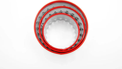 3Pcs Fluted round Cookie Cutters - 2" & 2.6" & 3", Heavy Duty Food-Grade Stainless Steel, Mini Biscuit Cutter, Unique Design with Protective Red Top PVC9