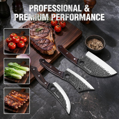 Mossy Oak Butcher Knife Set with Oxford Roll Bag, 3-Piece3