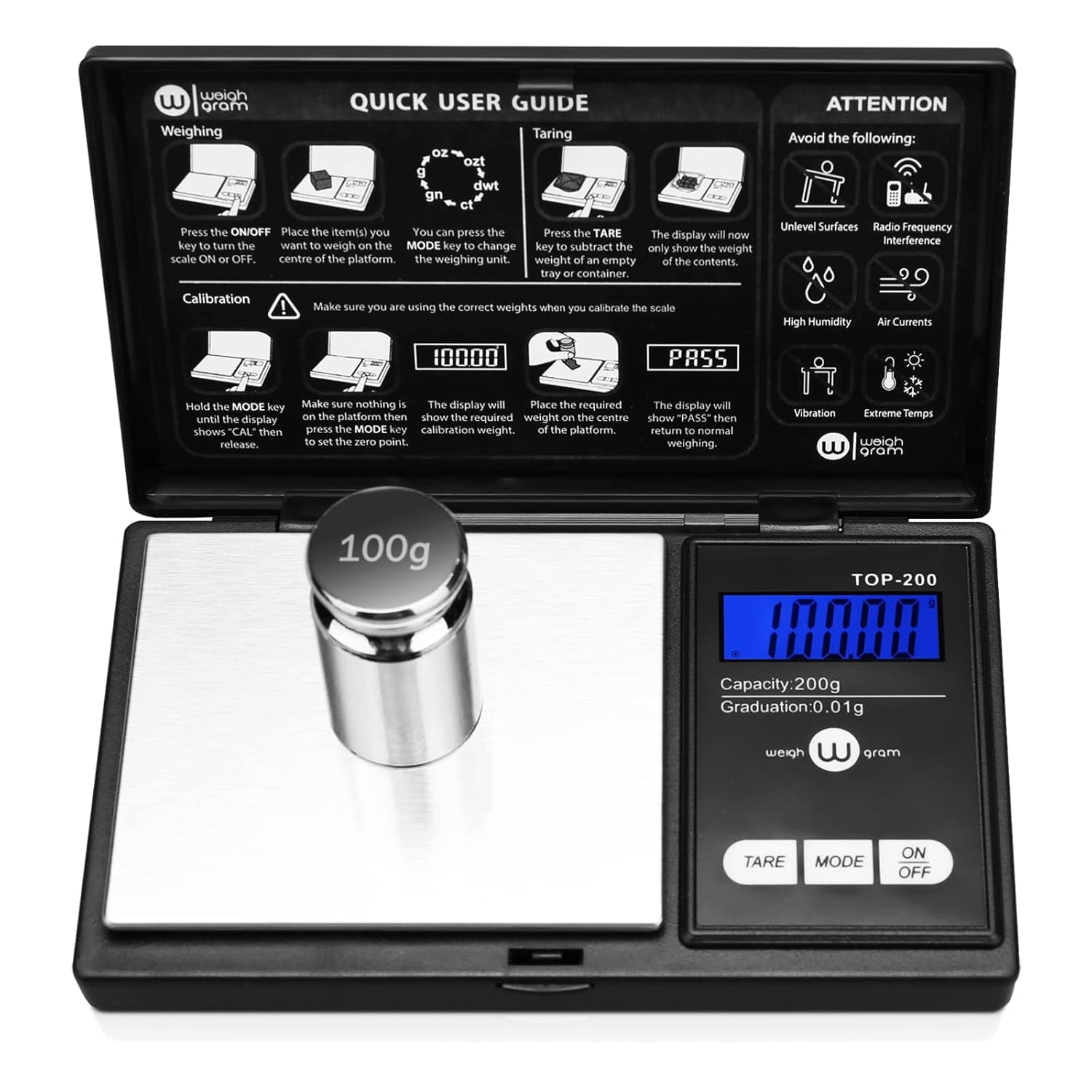 digital-pocket-gram-scale-200g-x-0-01g-high-precision-with-100g-calibration-mini-scale-weighs-kitchen-small-food-jewelry-ounces-grains-lcd-display-tare-function-with-100g-calibration-weight