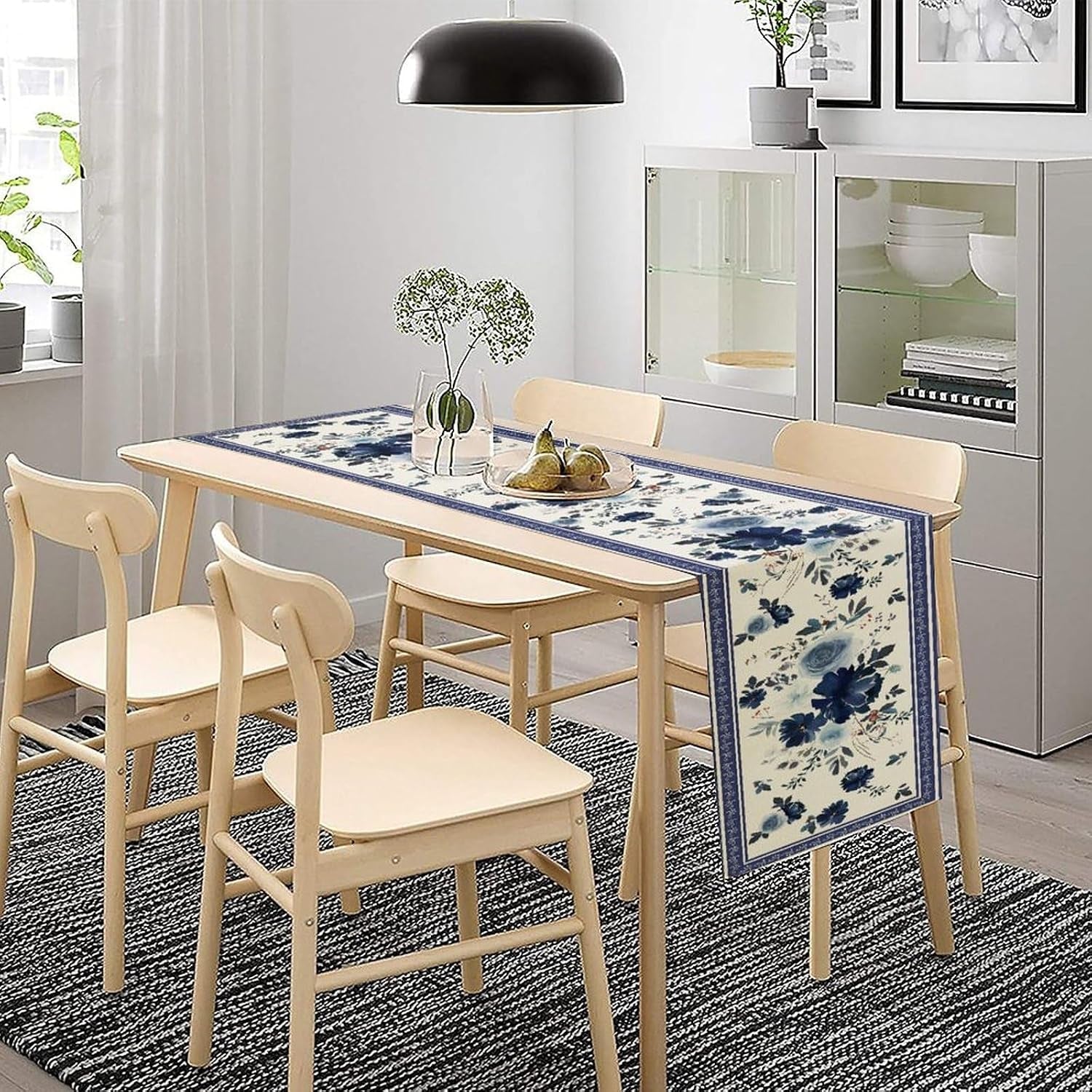 navy-blue-flowers-linen-table-runner-spring-floral-seasonal-dinner-table-decoration-for-home-living-room-kitchen-dining-room-13x36in