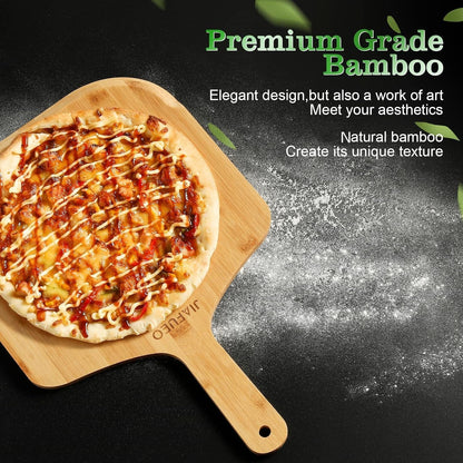 Pizza Peel 12 Inch, Bamboo Pizza Paddle Spatula | Wooden Pizza Cutting Board for Cheese Bread Fruit Vegetables, Multi-Purpose Oven Accessories for Baking Homemade4