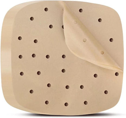 Air Fryer Parchment Paper Liners: 200PCS 8.5 Inch Square Perforated Parchment Paper for Air Fryer, Premium Bamboo Steamer Liner for Air Fryers Baking Cooking Oven1