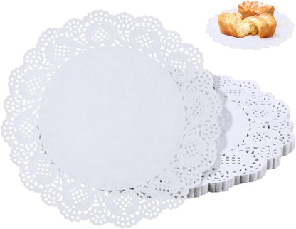 Paper Doilies 12 In, Disposable Lace Doilies for Dessert Trays | 100 Pcs, for Table Cake, Round, Safe for Food, Good Oil Absorption, Xmas Craft, White, Paper Placemats Bulk1