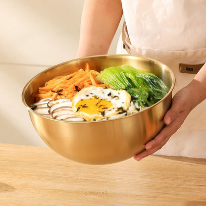 Stainless Steel Salad Bowls Set of 2 Mixing Bowl with Measurement Markings, 4.23 Quart Gold Serving Bowls for Mixing, Cooking, Baking, Prepping and Home Kitchen2