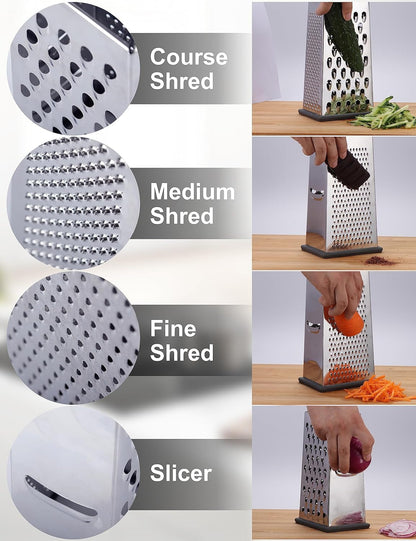 Cheese Grater, 4-Sided Box Grater for Cheese, Vegetable & Fruit3