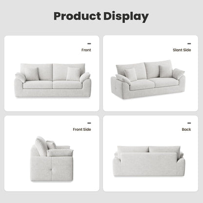 89.8" Modern Loveseat Sofa for Living Room, Cloud Boneless Couches with 4 Pillows, Mid Century Loveseat Couches for Small Place, No Assembly Required, Beige8