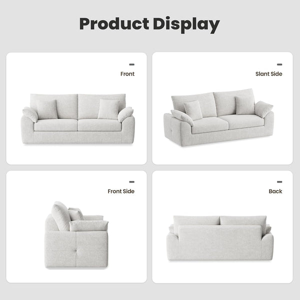 89.8" Modern Loveseat Sofa for Living Room, Cloud Boneless Couches with 4 Pillows, Mid Century Loveseat Couches for Small Place, No Assembly Required, Beige8