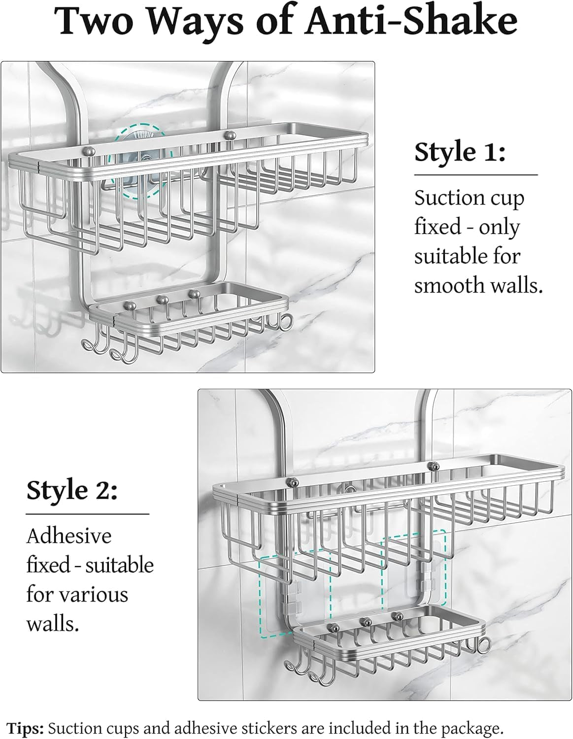 never-rust-shower-caddy-hanging-aluminum-shower-racks-for-inside-shower-3-tier-shower-organizer-hanging-over-shower-head-with-hooks-and-soap-holder-silver
